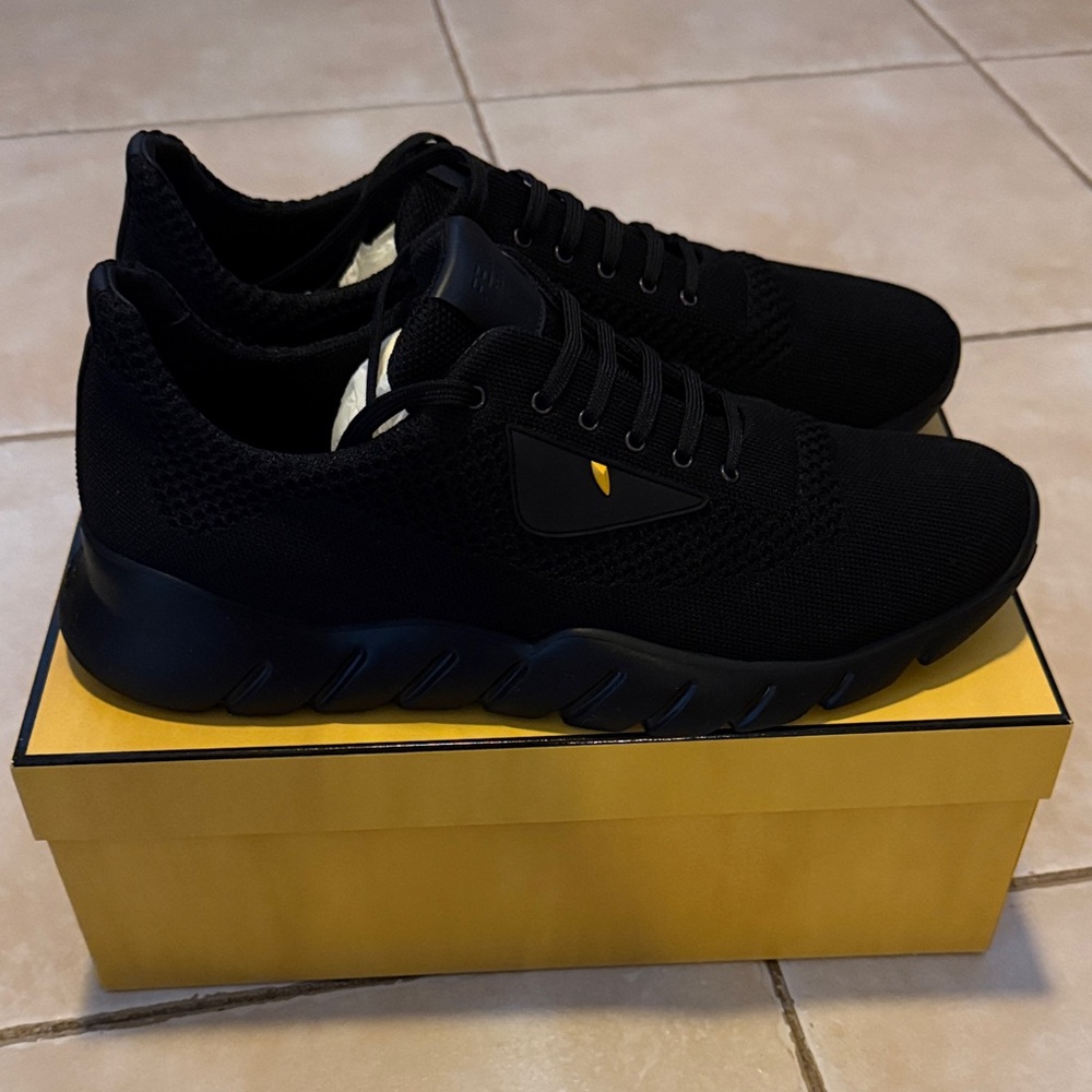 New Fendi Black Knit Bag Bugs Sneakers
